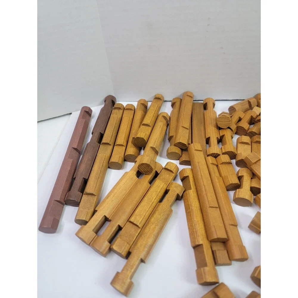 Large Lot Vintage Wooden Log Cabin Building Toy Pieces Mixed Colors Replacement